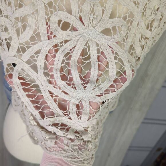 Platinum Chicos Women’s Size 1 Small Blue Denim Jean Vest Lace Embroidered Back - Picture 4 of 9